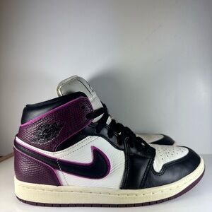 Black and White Sneakers with Purple Accents
